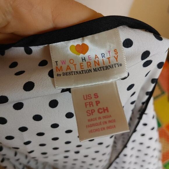 Two Hearts Maternity Size Small Maternity Short Dress Polka Dot White Black Tuni - Picture 11 of 14
